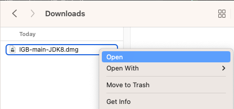 Right-click IGB .dmg file