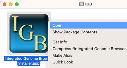 Right-click IGB installer